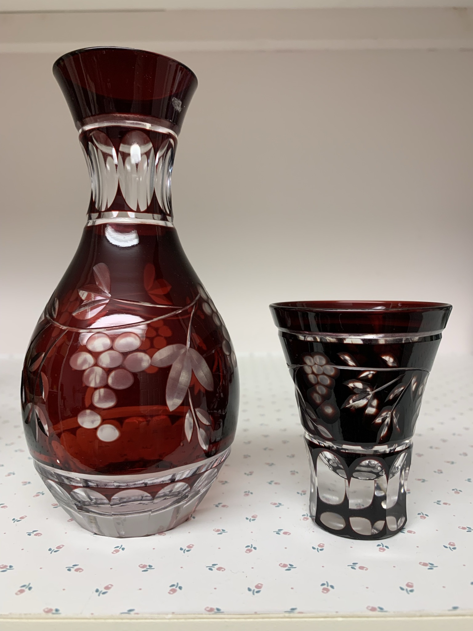 Cut glass single sake set