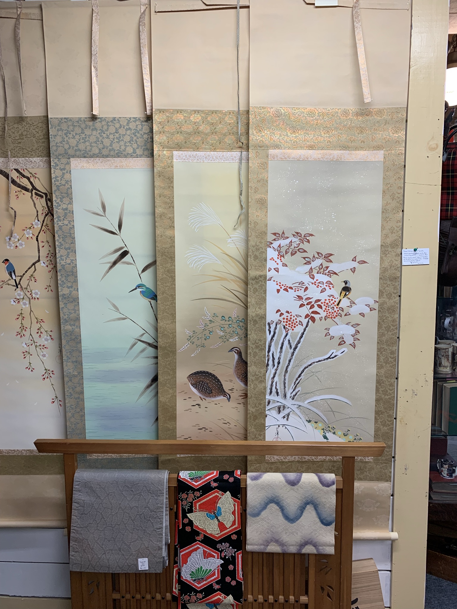 Four seasons bird scrolls. Set of 4